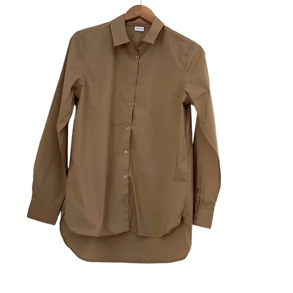 Lascana Shirt Sz 4 Mocha Brown Cotton Office Siren Corpcore Quiet Luxury Classic - Picture 1 of 12
